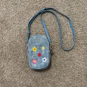 Floral Denim Crossbody Bag